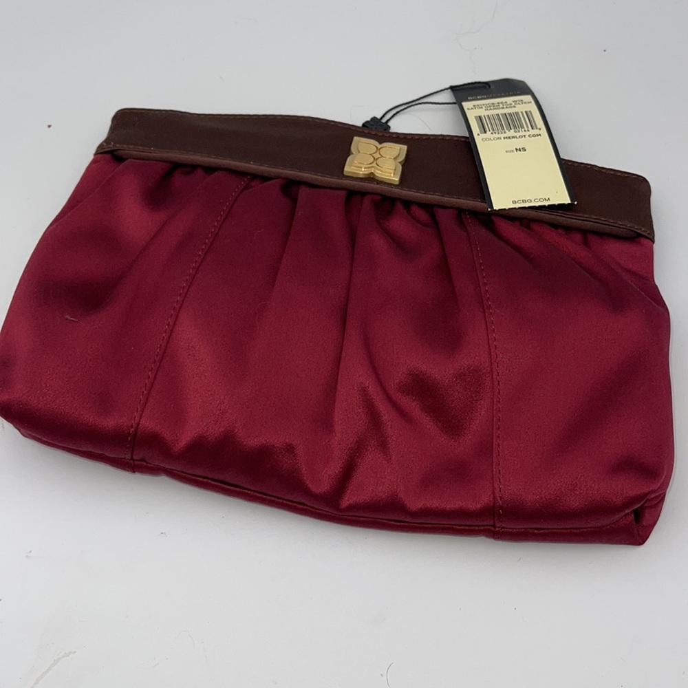 BCBG MaxAzria wine Satin Clutch Bag NWT